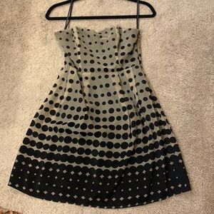 Strapless tan/black dress